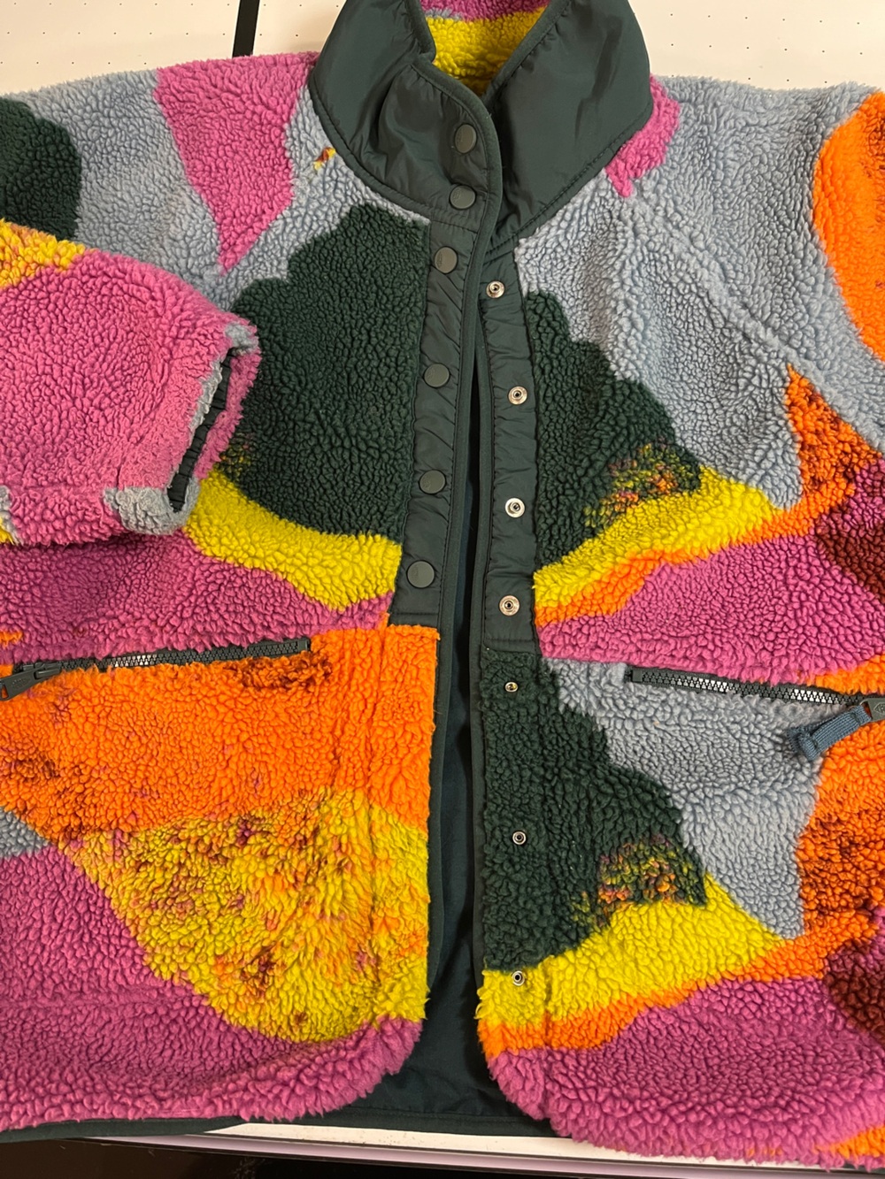 FP Movement hit the slopes fleece sunset boxy Large Colorblock Jacket - Picture 2 of 10